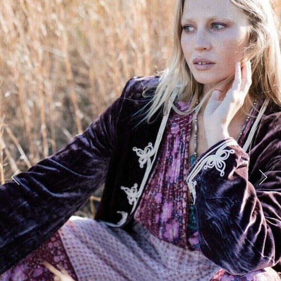 SOLD Chasing Unicorns Little Wing Embroidered Silk Velvet Jacket S Purple Spell - Picture 7 of 9